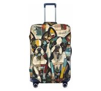 Colorful Bulldog Duo Travel Luggage Covers - Elasticity Suitcase Covers Protector for Luggage 18-32 Inch