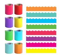 Colorful Bulletin Board Embroidery Paper, 8 Rolls Corrugated Borders for Classroom, Office and Home Use