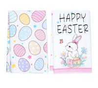 Colorful Bunny Easter Kitchen Towels Set of 2-18x26inch Reusable Easter Dish Towels for Kitchen Holiday Vacation Seasonal Decor (Easter)