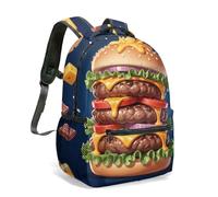 Colorful Burger All-Over Print Backpack 16 Inch Playful Food Illustration School Bag for Kids Students Graphic Hamburger (07)
