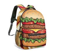 Colorful Burger All-Over Print Backpack 16 Inch Playful Food Illustration School Bag for Kids Students Graphic Hamburger (10)