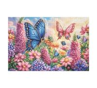 Colorful Butterflies Among Blooming Flowers 1000 Piece Complete Jigsaw Puzzle Set Teens Beginners Educational Challenge Puzzle Fans Group Play Anniversary Cardboard 1000 PCS