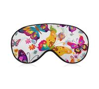 Colorful Butterflies and Flowers Eye Mask, Side Sleeping Mask Light Blindfold Sleeping Mask Nose Pad and Elastic Band for Children Women and Men