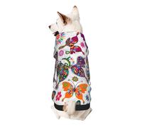 Colorful Butterflies And Flowers Print Dog Hoodie Sweatshirt For Small Dogs, Warm, Soft And Breathable Pet Clothes, Easy To Wear Jumper For Winter And Fall Warm