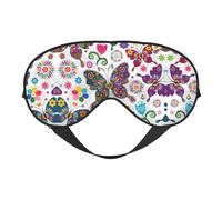 Colorful Butterflies and Flowers Sleep Eye Mask Smooth Soft Adjustable Shading Blindfold Eye Mask for Rest Travel
