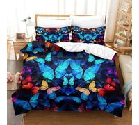 Colorful Butterflies Duvet Cover Sets,Geometric Illustration Bedding Set 3D Pattern Microfiber Quilt Cover 3pcs, Comforter Cover with Zipper Closure For Kids Boys Teen Bedroom Decor King(220x240cm)