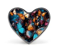 Colorful butterflies flying around on black b Fashion Brooch Pin - Christmas Santa Penguin 1 Inch Cute Enamel Heart Badges, Metal Lapel Pins for Men & Women, Decorative Metal Pinback for Hats, Shirts,