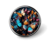 Colorful Butterflies Flying Around on Black Background Backpack Pin Cute Brooch Decoration Brooches for Women Mens Lapel Pins for Suits Fashion Button Badges for Hat Backpacks Purses Jackets Shirt Sui