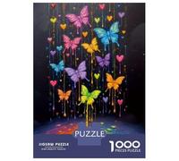 Colorful Butterflies Jigsaw Puzzle 1000 Piece Jigsaw Puzzle Paper for Adults Heart Elements for Family Relaxing Gift 38x26cm/1000pcs
