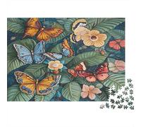 Colorful Butterflies Jigsaw Puzzles Green Leaves And Flowers Challenge Toy Educational Games Home Decoration for Adults& Teenager Age 14 Years Up 1000pcs (75x50cm)