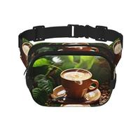 Colorful Butterflies on Flowers Fanny Pack for Women Men Fashion Waist Pack Adjustable Belt Bag for Workout Running Travelling Casual Waist Bag, Coffee And Green Leaves, One Size