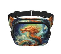 Colorful Butterflies on Flowers Fanny Pack for Women Men Fashion Waist Pack Adjustable Belt Bag for Workout Running Travelling Casual Waist Bag, Chinese Dragon Oil Painting, One Size