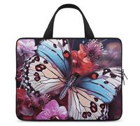 Colorful Butterflies on Flowers Laptop Bags Ultra-Thin, Lightweight & Waterproof 13inch Laptop Sleeve, Durable Neoprene Material, Portable Protective Computer Bag with Hand Strap