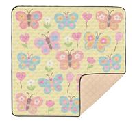 Colorful Butterflies Pastel Color Cute Foldable Baby Girl Play mat for Floor Cozy Breathable Foldable Baby Play Tummy Time Mat for Baby Toddler Infant, 50'' x 50''alfombrilla de actividad