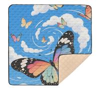 Colorful Butterflies Soft Thick Baby Gym Play mat for Indoor Outdoor Lightweight Foldable Baby Tummy time Play mat for Babies Infants Toddlers, 50'' x 50''gimnasio de actividades para