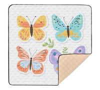 Colorful Butterflies Soft Thick Baby Play Mat for Indoor Outdoor Waterproof Activity Gym Mat for Babies Infants Toddlers, 50'' x 50''