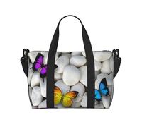 Colorful Butterflies Stone Print Gym Bag for Women, Weekender Overnight Bag,Personal Item Bag, Shoulder Bag for Women Men,One Size
