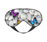 Colorful Butterflies Stone Print Satin Sleep Mask & Eye Mask | Deep Dream Sleep Masks for Women & Men | Soft Sleeping Eye Mask to Nourish Skin