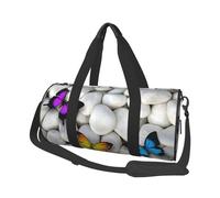 Colorful Butterflies Stone Print Travel Duffel Bag, Foldable Gym Bag Overnight Weekend Bags for Women, Large Holdall Bag Cabin Bag for Sports and Travel