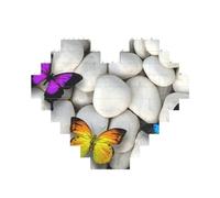 Colorful butterflies Stone Printed Jigsaw Puzzle 10.8x12.8 CM, Heart-Shaped Puzzle Challenging Game for Adults, Fun Decorative Wall Decor
