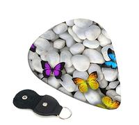 Colorful Butterflies Stone Set Of 6 Guitar Plectrums For Acoustic Guitar, Electric Guitar, Bass, Ukulele - Thin, Medium And Thick.