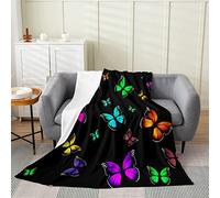 Colorful Butterfly 3D Printed Flannel Throw Blanket, Fluffy Warm Fleece Blanket Soft Butterfly Blankets, for Bed and Sofa and Couch, Kids Adults Cozy Blanket