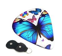 Colorful Butterfly 6 Pack Guitar Picks With Holder, Personalized Guitar Plectrums Non-Slip Portable Ukulele Bass Picks 0.46mm For Acoustic Guitar Lovers Gifts