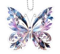 Colorful Butterfly Acrylic Pendant, 2D Crystal Acrylic Butterfly Rearview Mirror Ornament, Crystal Butterflies Car Hanging Ornament, for Bag Living Room Window Cars Charm Decor