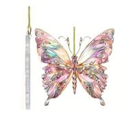Colorful Butterfly Acrylic Pendant With Crystal Like Design 2D Flat Hanging Ornament For Car Mirrored Or Home Decoration Car Charm Accessories
