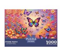 Colorful Butterfly And Flower Scene Smooth Surface Pieces Great for Improving Patience, Focus And Cognitive Ability in Spare Time 38x26cm/1000pcs