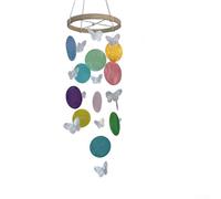 Colorful Butterfly And Shell Wind Chime 35 Cm Natural Wood Garden Hanging Decor For Patio Balcony Outdoor Bohemian Ornament Blue Green White(Colorful)