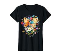 Colorful Butterfly and Wildflower Bouquet Nature Bloom T-Shirt