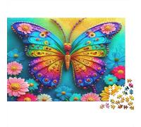 Colorful Butterfly Art 1000 Piece Puzzle for Adults Decorative Butterfly 3D Colorful Premium Thick Sturdy Vibrant Challenging Hard Gift52x38cm/1000pcs