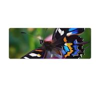 Colorful Butterfly Desk Mat 30x80cm, Non-Slip Rubber Base with Stitched Edges, Waterproof Desk Pad for Keyboard & Mouse, Large Mouse Pad for Office Gaming