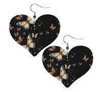 colorful butterfly Double-Sided Faux Leather Large Dangle Earrings for Women Heart-Shape Lightweight Spring Winter Decorative Earrings for Holiday Concert Party Decor Gifts