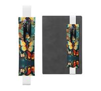 Colorful Butterfly Embroidery Paintings Elastic Band Pen Holder Detachable Pu Leather Pen Sleeve Pouch Journal Pencil Holder Pencil Case Office Supplies Gift For Hardcover Journals Notebooks Planners