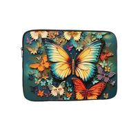 Colorful Butterfly Embroidery Paintings Laptop Case 17 inch, TSA Laptop Sleeve Shockproof Protective Notebook Case Water Resistant Computer Carrying Cover Briefcase Handbags Men Women Computer Bag