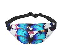 Colorful Butterfly Fanny Pack for Men Women Belt Bag Fashion Waist Bag Everywhere Crossbody Bag Wallet Hip Bum Bag with Adjustable Strap Waterproof Chest Bag for Travel Hiking Sports, Black, One Size
