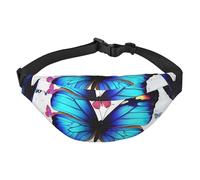 Colorful Butterfly Fanny Pack for Men Women Crossbody Waist Bag Everywhere Belt Bag Wallet Hip Bum Bag with Adjustable Strap Casual Chest Bag for Outdoor Hiking Cycling, Black, One Size