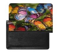 Colorful Butterfly Flowers Passport Holder for Women Men Slim Travel Wallet Travel Document Organizer ID Card Protector Case Holders PU Leather Passport Cover Credit Card Holder