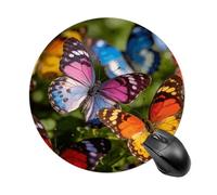 Colorful Butterfly Flowers Round Mouse Pad Cute Small Gaming Mouse Pad 7.8 in Non-Slip Rubber Base Mousepad Washable Desktop Protection Mouse Mat for Home Office Desk Accessories