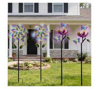 Colorful Butterfly Garden Wind Spinners - 46" 3D Windmill Yard Decorations Perfect Outdoor Gifts for Family & Friends - Set of 4 Vibrant Wind-Powered Art