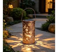 Colorful Butterfly Glow in The Dark Solar Lantern, Hanging Colorful Butterfly Solar Lanterns with Flower Projection, for Yard, Patio, Porch, Garden, Mothers Day Gifts (Brown_D)