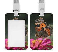 Colorful Butterfly Id Badge Holder Retractable Badge Holders Heavy Duty Plastic Id Card Holder with Lanyard Waterproof Name Tag Sleeve for Nurses, Teachers, Office Professionals