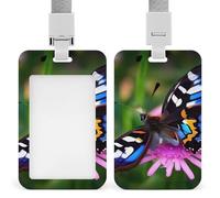 Colorful Butterfly ID Badge Holder with & Lanyard - Durable ABS Plastic, Vertical ID Card Holders, Waterproof Badge Reel for Nurse, Teacher, Office & Gym