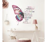 Colorful Butterfly Inspirational Quotes Wall Stickers, sacinora Motivational Wall Decals Removable Vinyl Peel and Stick for Boys Girls Living Room Bedroom Nursery Children's Room Art Decorations