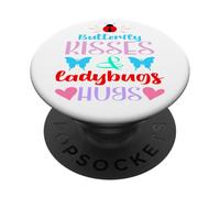 Colorful Butterfly Kisses and Ladybugs Hugs Cute PopSockets Adhesive PopGrip