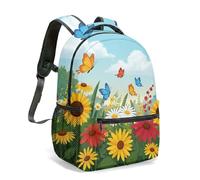 Colorful Butterfly Leopard Print 16 Inch Backpack, Dreamy Gradient All-Over Design Fashionable Travel Daypack for Adults (07)