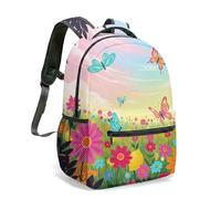 Colorful Butterfly Leopard Print 16 Inch Backpack, Dreamy Gradient All-Over Design Fashionable Travel Daypack for Adults (06)