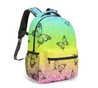 Colorful Butterfly Leopard Print 16 Inch Backpack, Dreamy Gradient All-Over Design Fashionable Travel Daypack for Adults (01)